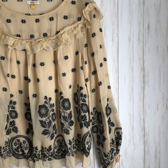 Anthropologie Leifsdottir Vintage Silk Floral Top - Picture 4 of 7